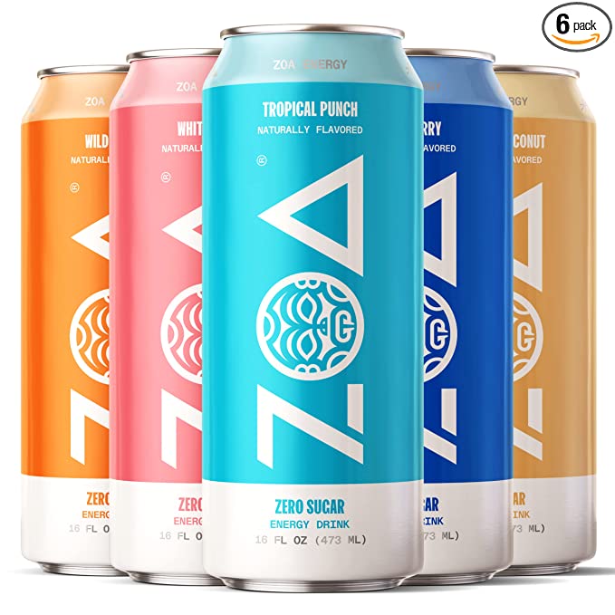 ZOA Energy Drink Bundle - All 16oz Flavors (60 Pack) - Healthy Energy Drinks with B Vitamins, Amino Acids, Camu Camu, Electrolytes & Natural Clean Caffeine